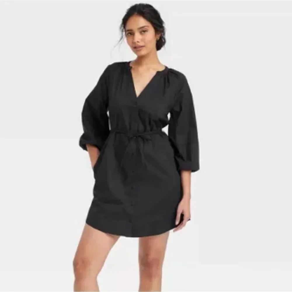 🆕👗Balloon 3/4 Sleeve Mini Shirtdress